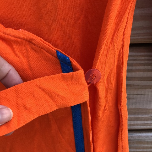 NWOT- CHRISTINE & TAYLOR 3/4 Sleeve Wrap Dress - Orange blue white stripes - Picture 7 of 8